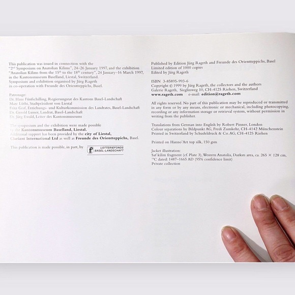 Anatolian Kilims & Radiocarbon Dating, Jürg Rageth (1999, Hardcover) Limited Ed - Picture 4 of 7